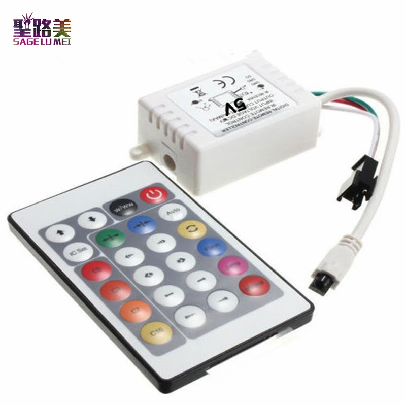 

New Arrival DC5V/DC12V 6A 24 Key IR Remote Controller Dimmer For WS2811 WS2812b 2812 2811 RGB LED Strip Light Lamp Tape Ribbon