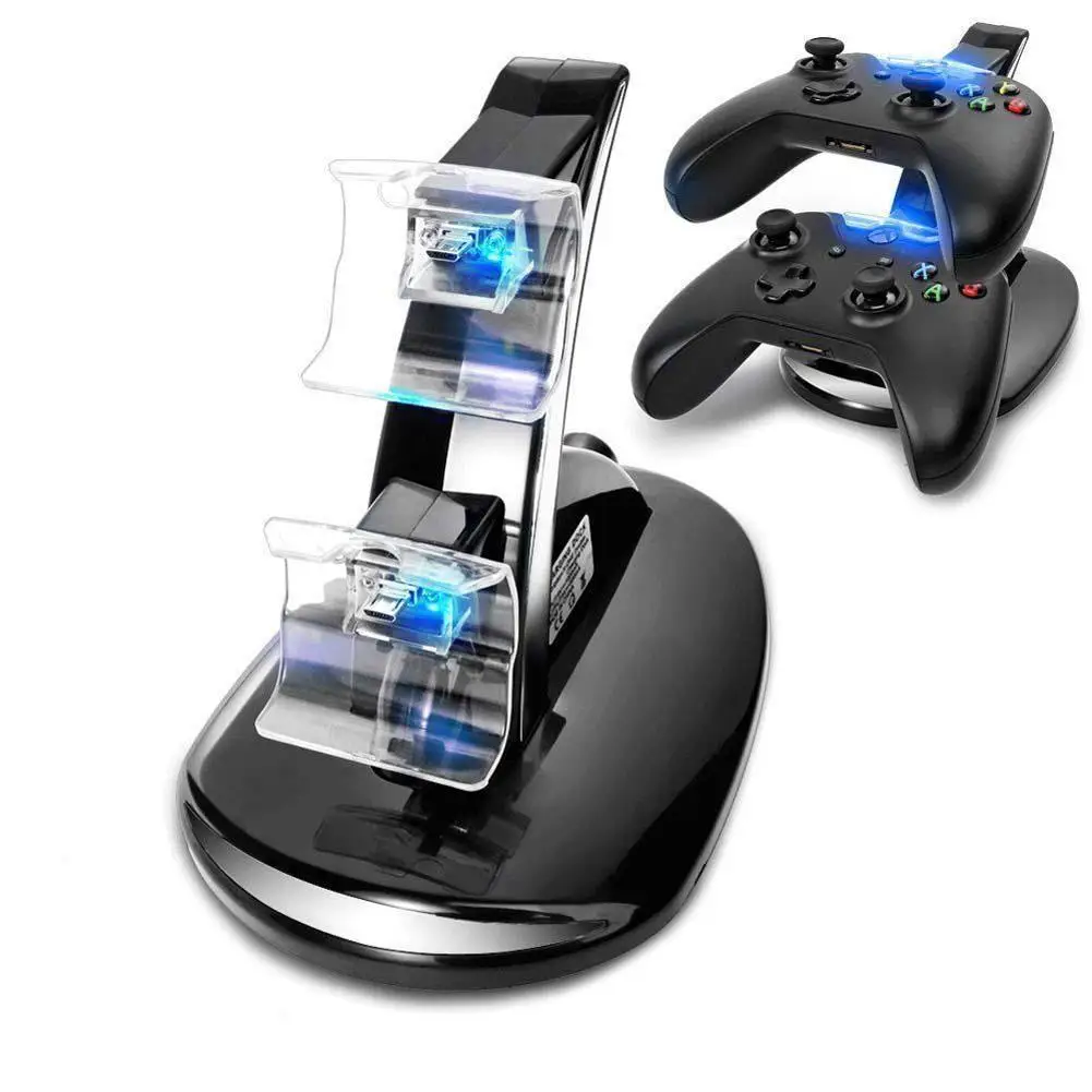 BLACK DUAL USB CHARGER DOCKING STATION CHARGING STAND FOR XBOX ONE