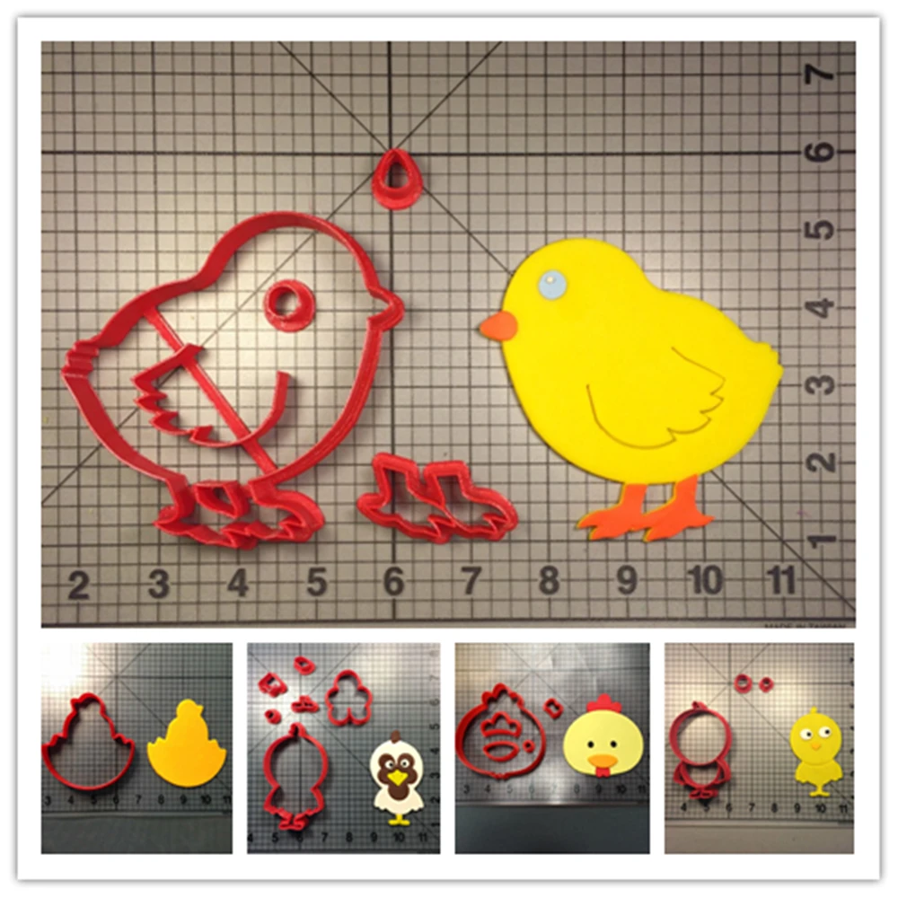 

Cute Chicken Series Cookie Cutter Fondant Cupcake Top Custom Made 3D Printed Cookie Cutter Set Decorating Tools PLA Cake Cutte