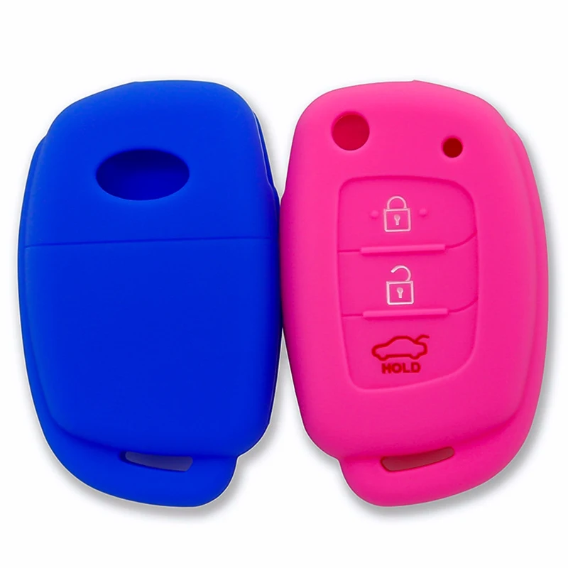 

Silicone 3 Buttons Flip Key Case Cover Car Remote Key Fob Shell Cover Case For Hyundai i20