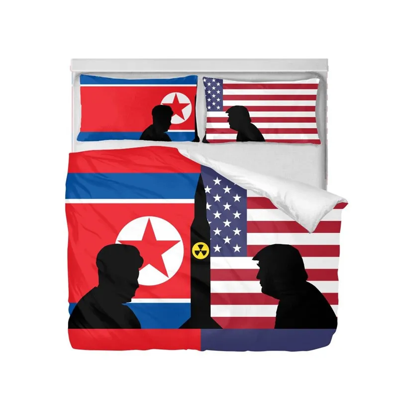 طقم سرير دونالد ترامب الأمة الرئيس اجتماع 3D الطباعة أغطية لحاف الملكة حجم مزدوج غرفة نوم الديكور طقم سرير 3 قطعة