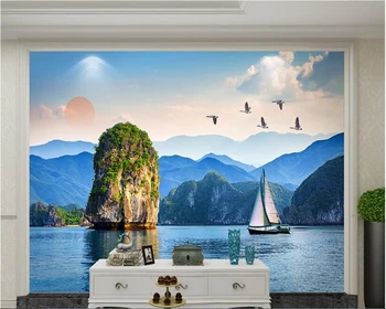 

beibehang Vinyl wallCustom stickers wallpaper blue seascape scenery decorative mural bedside background wallpaper for kids room