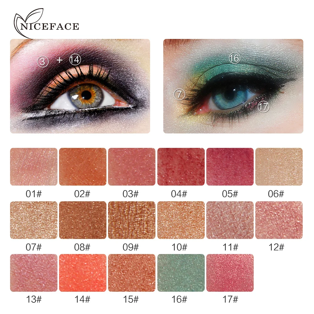 NICEFACE блестящие макияж Блеск Loose Powder EyeShadow блеск кристаллов Тени металлик один