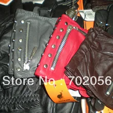 Застежка-молния настоящие кожаные перчатки без пальцев 10 пар/лот#2484