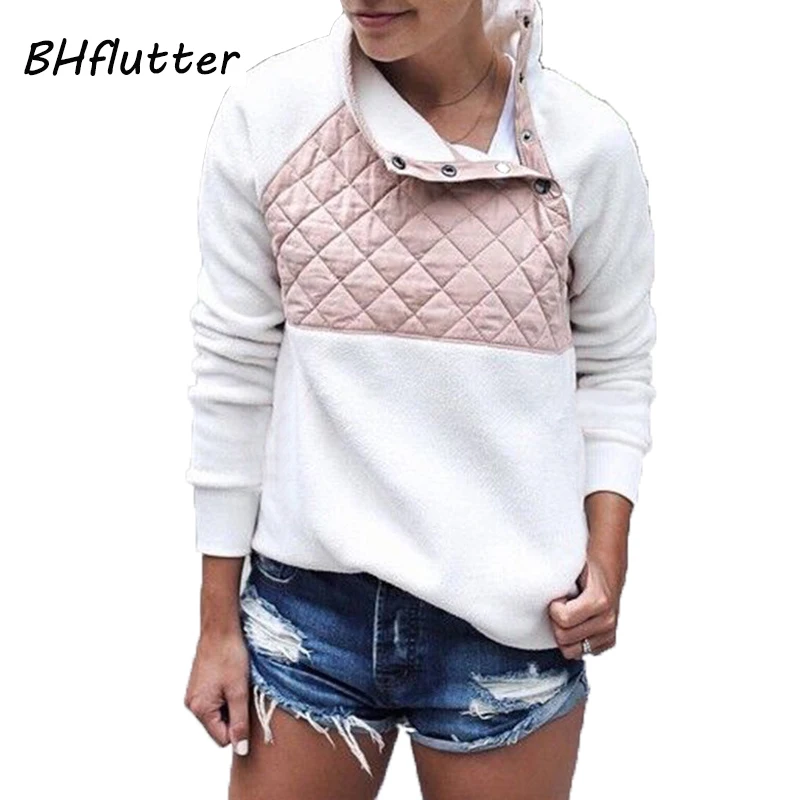 

BHflutter Warm Flannel Pullover Women Fashion Spliced Casual Turtleneck Sweaters Jumpers Female Long Sleeve Winter Sweaters Tops