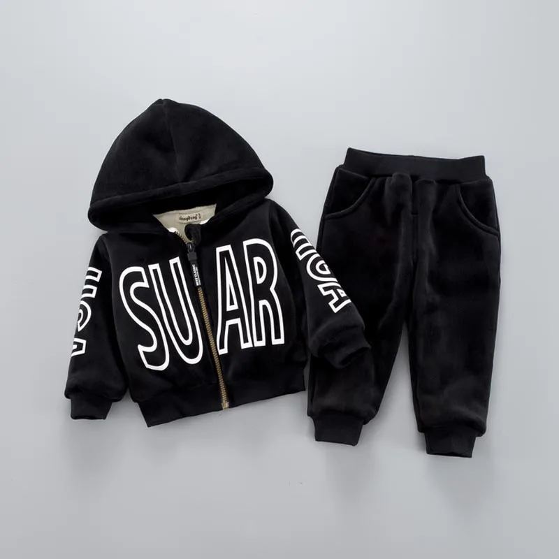 

Kids Baby Boy Girl Casual Hooded Clothes Sets Spring Winter Kids Velvet Autumn Spring Suits Clothing 1 2 3 4 Years
