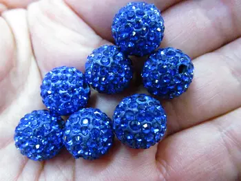 

high quality 100pcs 4-16mm Micro Pave Clay Crystal rhinestone Round Ball lais blue gold clear white mixed Charm beads