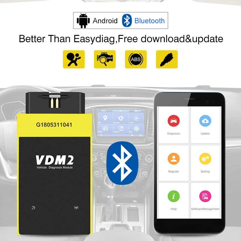 Полная система UCANDAS VDM2 V5.2 Bluetooth/Wifi OBD2 VDM II для Android 2 OBDII сканер кодов лучше чем