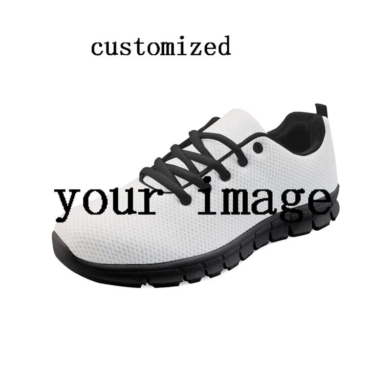 FORUDESIGNS/женские сетчатые кроссовки; черные дышащие туфли на плоской подошве с принтом медсестры и медведя; Повседневная Удобная прогулочная обувь - Цвет: BAQ-send me image