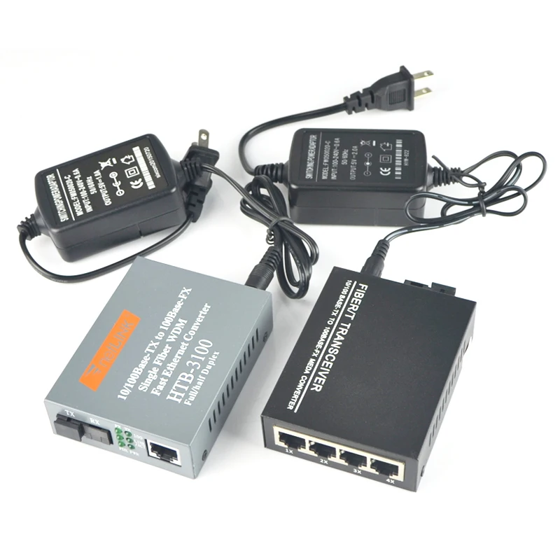 1 двойной 10/100 M Fast Ethernet медиа-конвертер, 1 RJ45 4 конвертер медиафайлов SFP + HTB3100 20 км симплексном режиме оптоволокно приемопередатчик