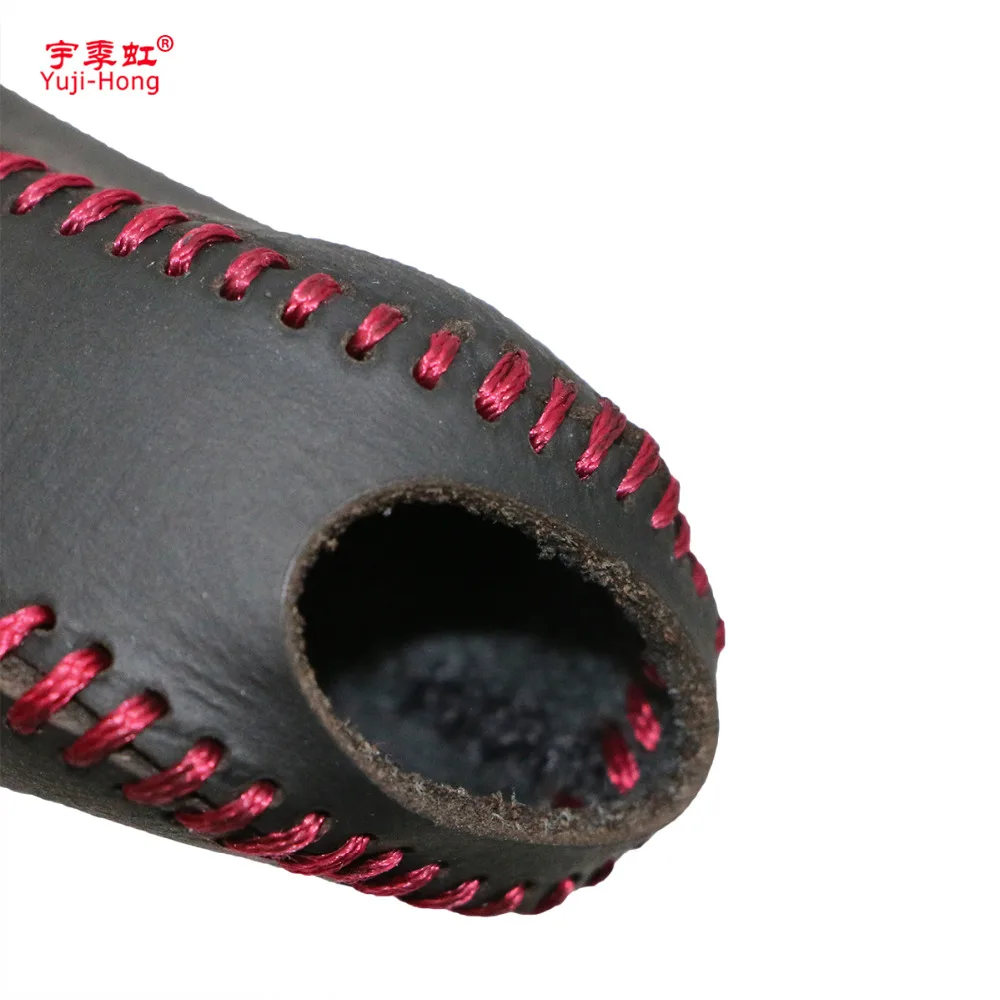 Car Handbrake Cover Case for Hyundai Tucson 2006-2013 Genuine Leather Black/Red Auto Handbrake Grips