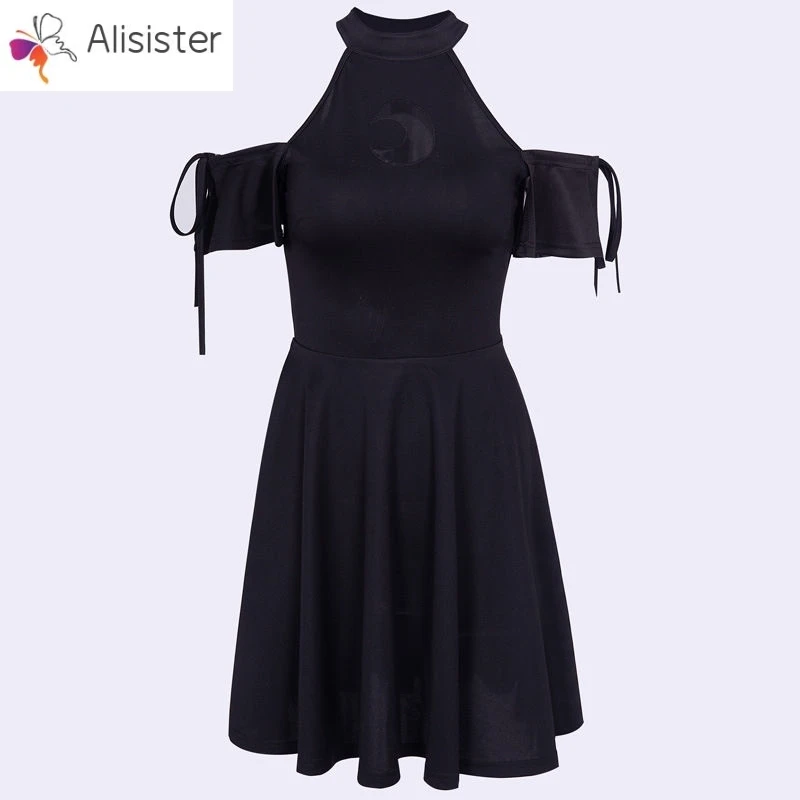 

Vintage Mini Gothic Dress Women Short Sleeve Sexy Slim Dress Punk Style Moon Hollow Out Harajuku Women's Dress Clothing