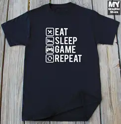 2019 смешной геймер футболка Eat Sleep Game Repeat футболка видеоигра Brother Gaming Gift футболка унисекс