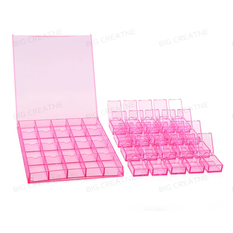 

Mini 20 Grids Compartment Nail Art Rhinestone Gems Plastic Box Round Storage Box Case Jewelry Bead Makeup Clear Organizer