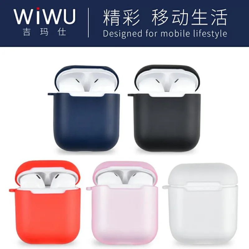WIWU Soft Silicone Case for Apple Airpods Earphones Bluetooth Wireless Earphone Protective Cover Box for Air Pods Ear Pods Bag WIWU Soft Silicone Case for Apple Airpods Earphones Bluetooth Wireless Earphone Protective Cover Box for Air Pods Ear Pods Bag