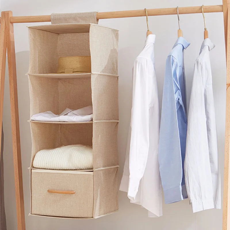 

four-layer storage hanging bag Collapsible hanging clothes storage bag