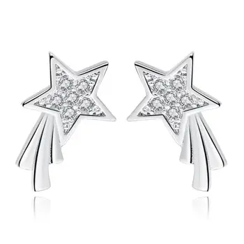 

New Hot Tassel Star Zircon Stud Earrings For Women 925 Sterling Silver Jewelry Accessories Pendientes Statement Earrings SAE6