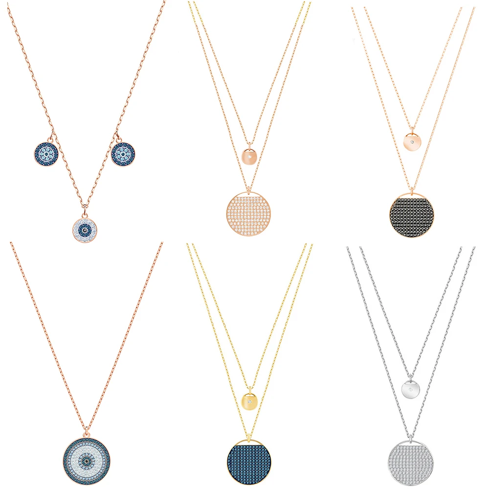 

NEW GINGER Mysterious Color Double Necklace Women's Round Pendant Chic Stacked, Modern-inspired Layered Glamour Rose Gold