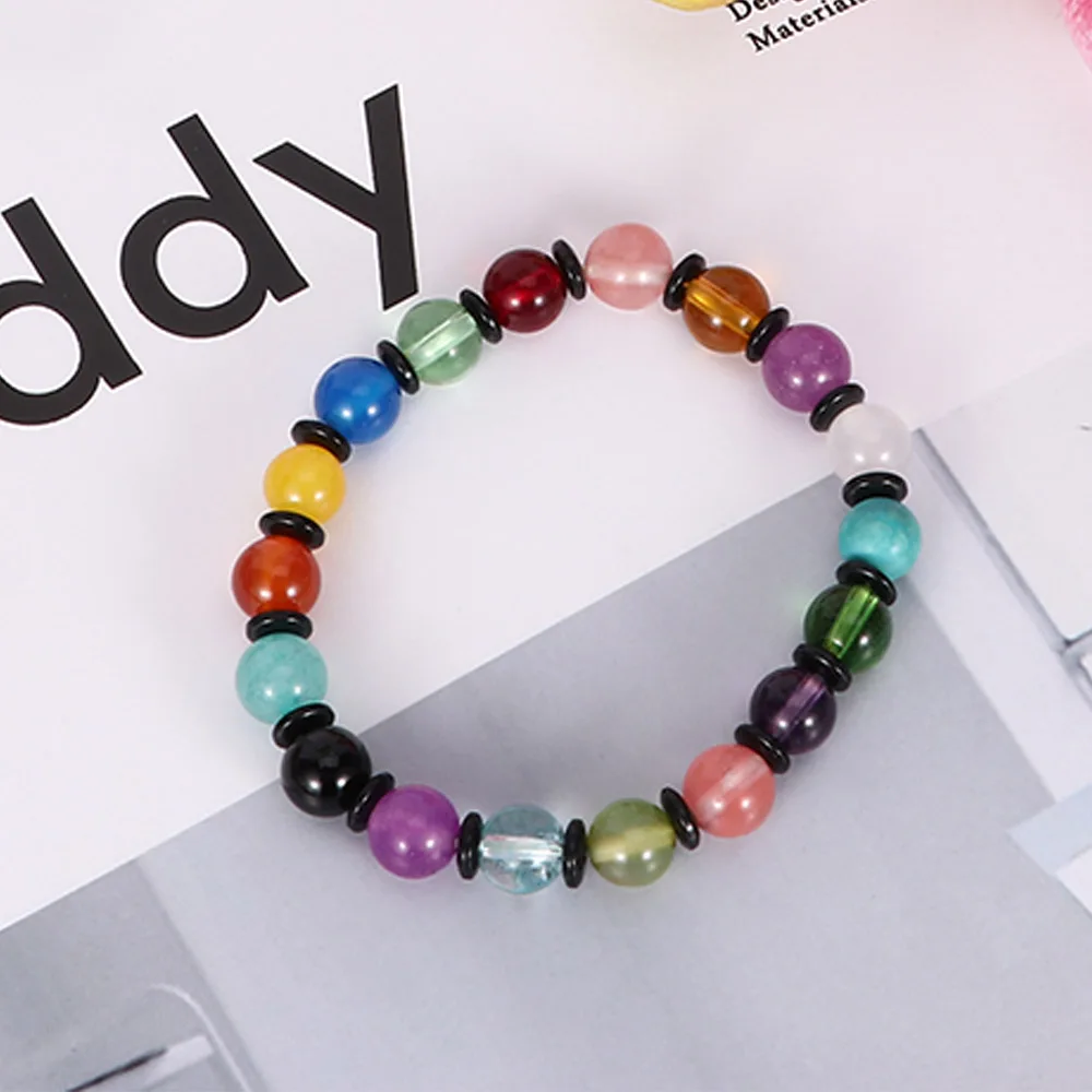 

1Pc Charm Bracelet Colorful Natural Stone Beaded Chalcedonic Quartz Stone Jewelry Creative Boho Bangle Gift Women Accessories