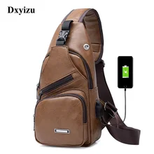 Мужская сумка-слинг из искусственной кожи, повседневная сумка с зарядкой через usb, Мужская нагрудная сумка, диагональная посылка, водонепроницаемая сумка-мессенджер, сумка через плечо