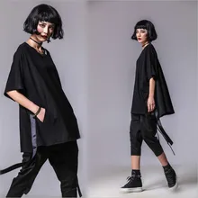 Новинка, женская летняя свободная футболка с коротким рукавом, Необычная футболка с разрезом, топы, женская короткая футболка, Feminino Camisa Feminina