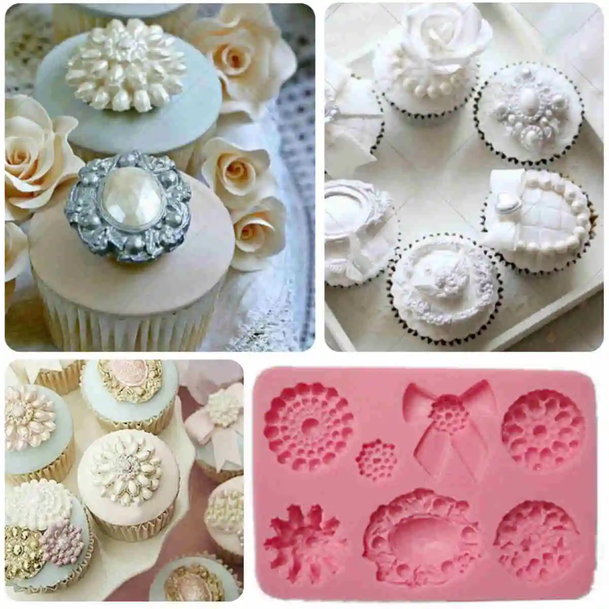 JX-LCLYL Silicone Brooch Jewelry Bowknot Fondant Cake Cupcake Decorating Chocolate Mould