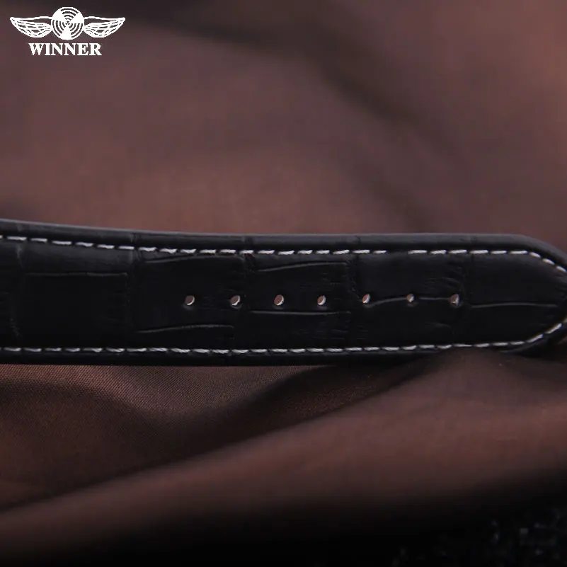 Мужские механические часы WINNER brand автоматические с кожаным ремешком и 6 ручками