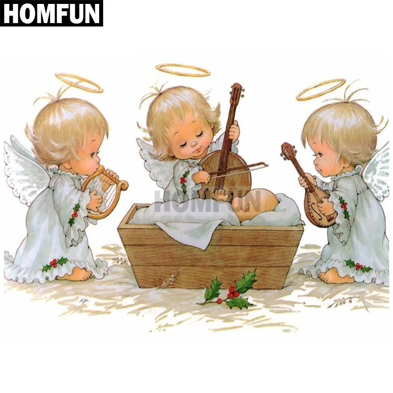 Алмазная живопись HOMFUN A02689 ангельский малыш вышивка крестиком из