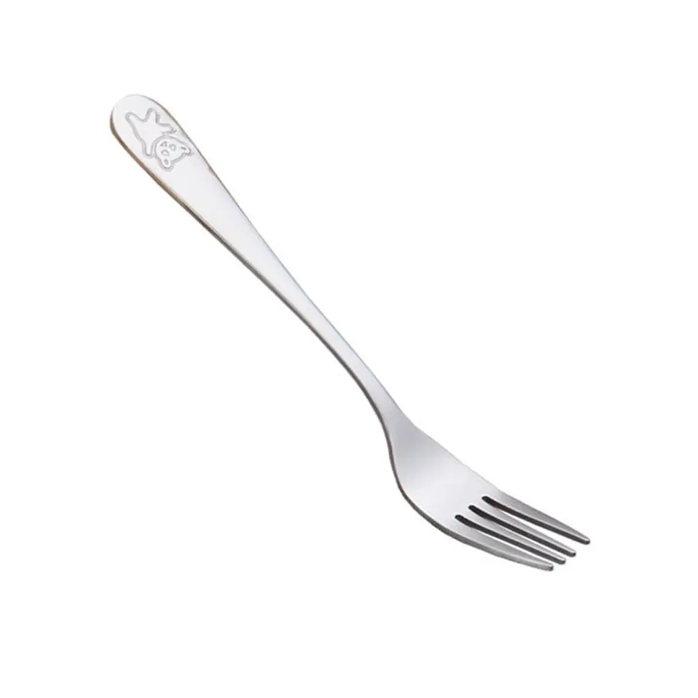 4pcs/set Baby Dishes Teaspoon Spoon Fork Knife Utensils Set Stainless Steel Baby Kids Learning Eating Habit Children Tableware