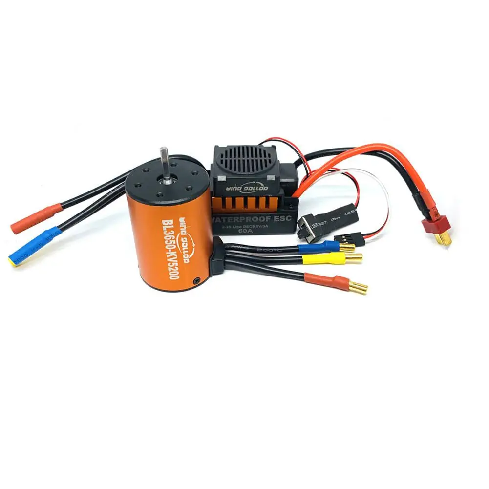 

Wind Gallop 60A Waterproof Brushless ESC + BL3650 3900KV 4300KV 5200KV Brushless Motor (4.0 Banana Head) Orange