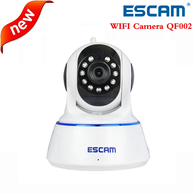  Escam 720P QF002 Indoor Network WIFI IP Camera infrared support P2P IR-Cut Smartphone H.264 Pan/Tilt PT Wireless MAX 32G TF Card 