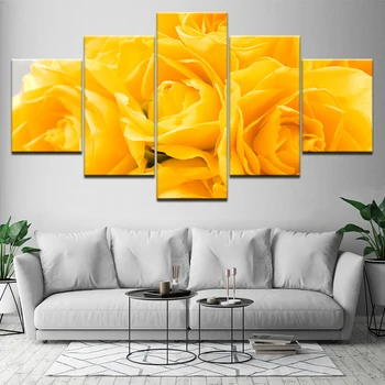 

Canvas Prints Poster Wall Art Painting 5 Pcs The Yellow Rose Flowers Pictures Home Decoration Modular Bedroom Living Room Frame