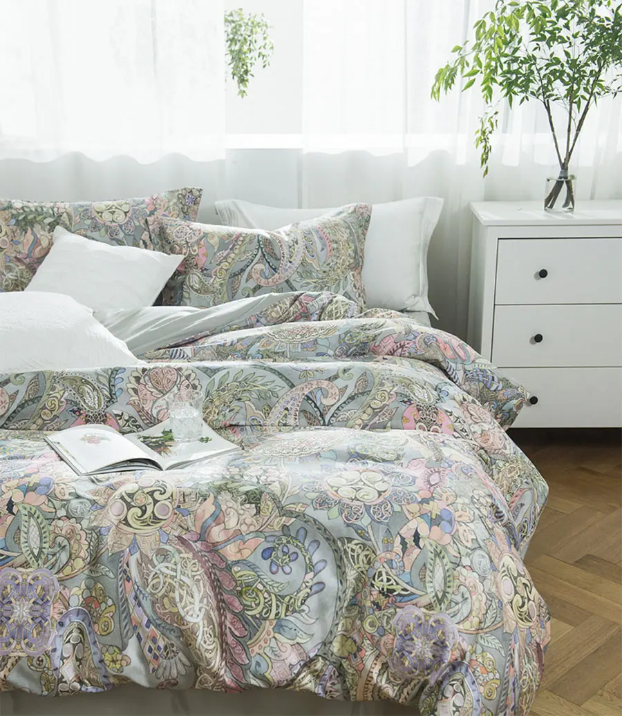 

modern pastoral bedding set teen girl,full queen king 60s cotton colorful double home textile bed sheet pillow case duvet cover