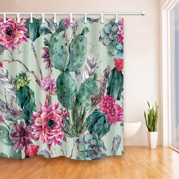 

Shower Curtains A Variety of Colors of Cactus Flowers Eco-Friendly Waterproof Shower Curtains Bathroom Curtain Bath Products