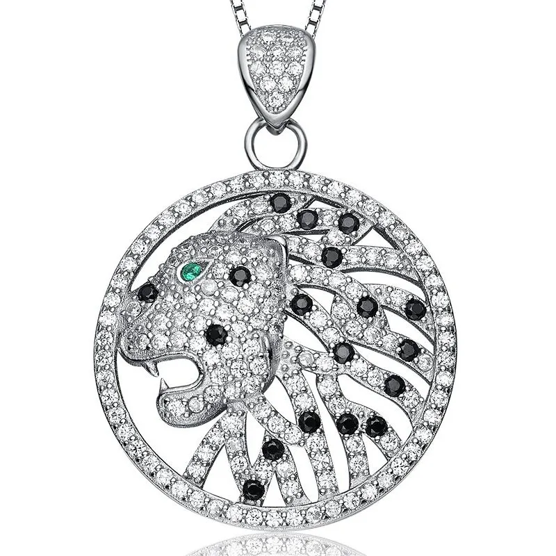 

Aceworks S925 Sterling Silver Openwork Leopard Head Cubic Zircon Charms Jewelry Pendants for Women Zirconia Jewellery PT1311
