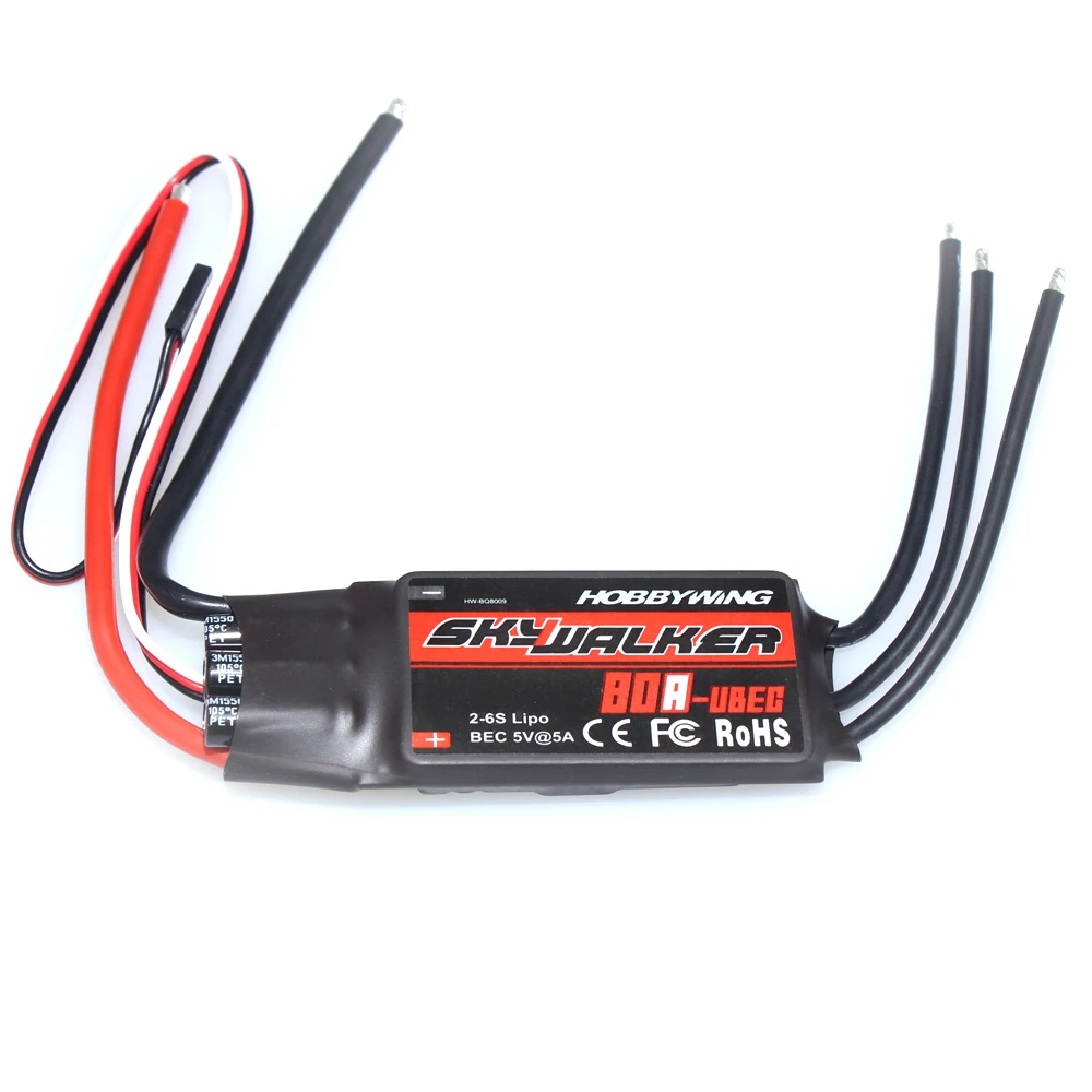 

Hobbywing SkyWalker UBEC 80A BEC 2-6S Lipo Speed Controller Brushless ESC for RC Drone Helicopter Aircraft F17834