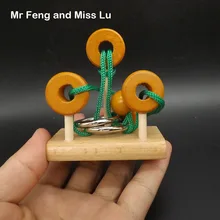 7 см тройные кольца головоломка веревка решение Brian Teaser ум гаджет Развивающая игра деревянные игрушки для детей