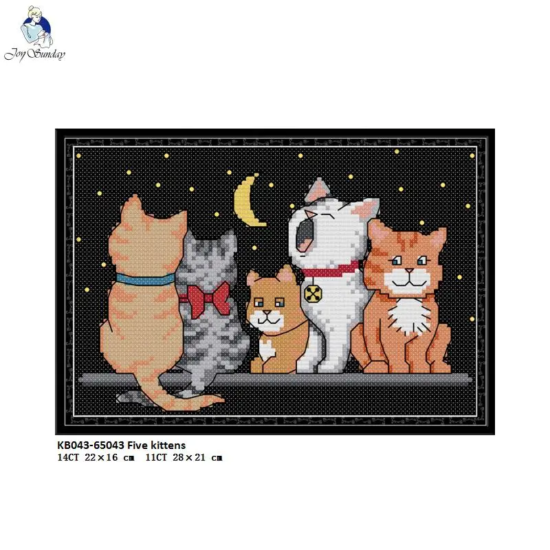 

Five kittens Patterns DIY Hand Made Printed Cross Stitch kit DMC Cotton Thread Embroidery Wholesale Home Decoration Send Gift