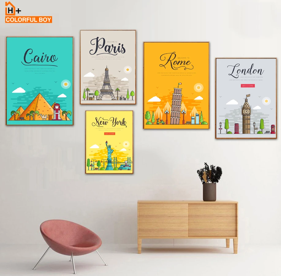 Us 3 02 52 Off New York Paris London Rome City Landscape Wall Art Canvas Painting Nordic Posters And Prints Wall Pictures Baby Kids Room Decor In