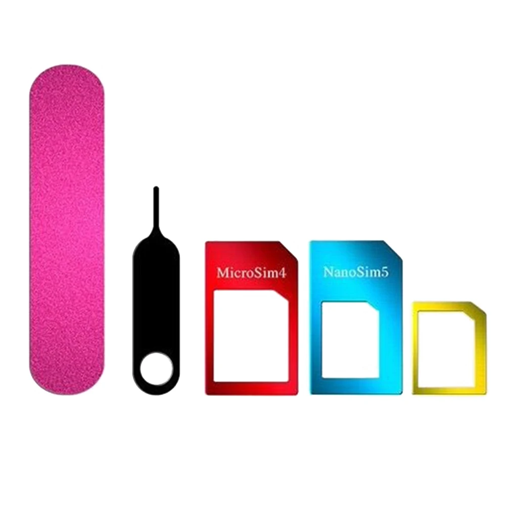

5 In 1 Micro Nano Card Converter Fitting SIM Card Adapter Standard Sanding Cutting Aluminum Alloy Kit Tool Tray Phone Accessory