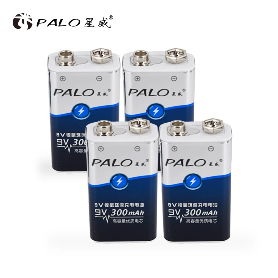 100% Brand 4pcs/lot Super Heavy PALO Batteries 6LR61 6F22 006p 9V nimh 300mah Rechargeable battery For Alarm,Toys,Walkman 100% Brand 4pcs/lot Super Heavy PALO Batteries 6LR61 6F22 006p 9V nimh 300mah Rechargeable battery For Alarm,Toys,Walkman
