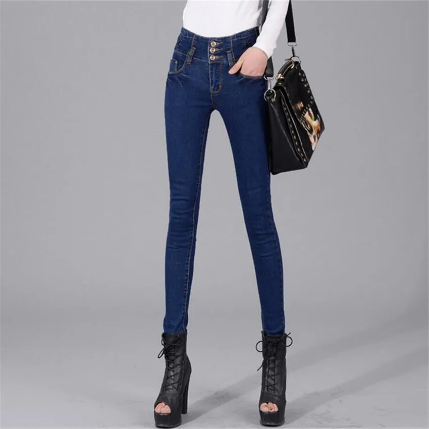 ФОТО sexy 3 - With elastic Feet Pencil pants Large size jeans woman ripped jeans for women american apparel vaqueros mujer denim jean