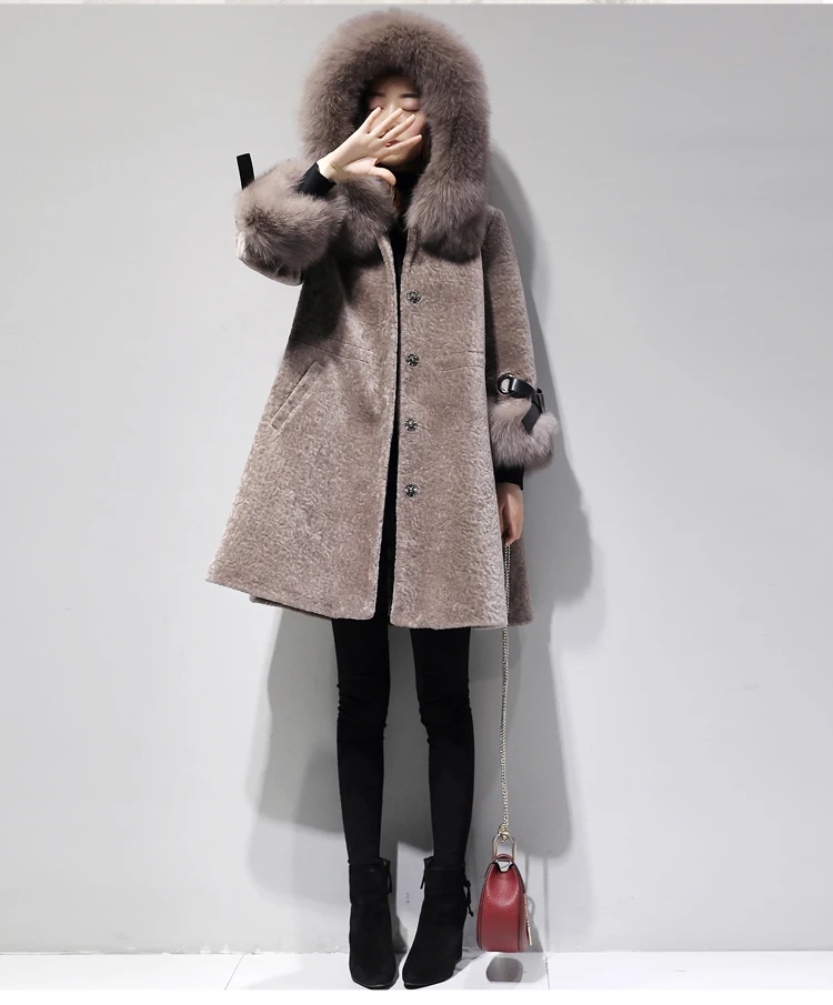 Женское пальто из искусственного меха, зимнее толстое теплое длинное меховое пальто, модное пальто с капюшоном и большим меховым воротником размера плюс, верхняя одежда LX2639