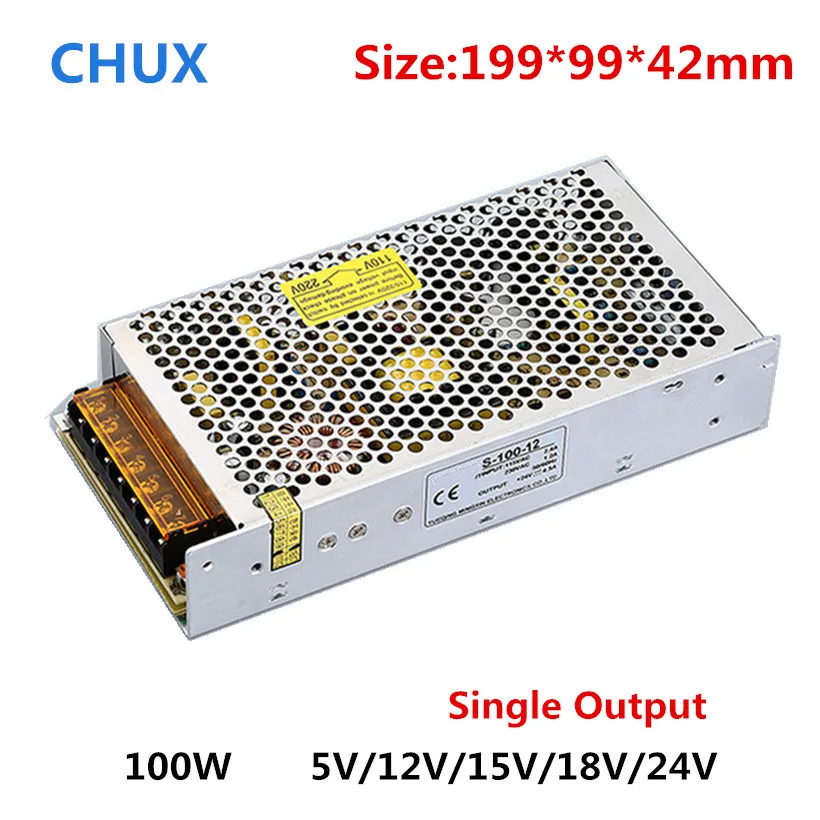 

CHUX 12V 24V Switching Power Supply 100W 110V/220V AC For Led Strip Power Adapter Source Driver Transformer SMPS DC AC 100W