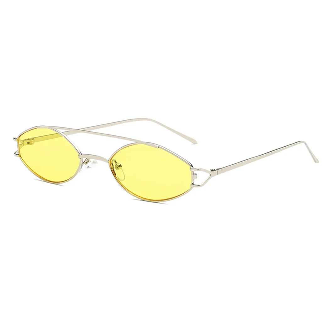 Ретро маленькие солнцезащитные очки для женщин и мужчин с двойным лучом, металлическая оправа, солнцезащитные очки, модные Звездные Солнцезащитные очки, розовые, желтые оттенки, очки