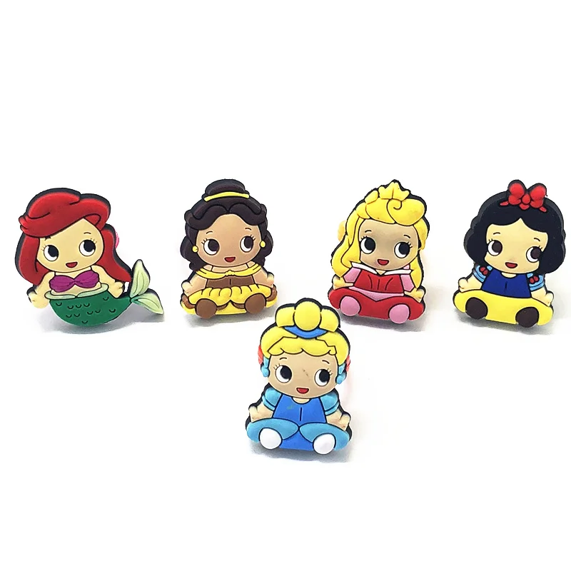 

New 5Pcs Baby Girls Cute Cartoon Princess Mermaid Snow White PVC Finger Rings Kids Chirdren Jewelry Ring For Kids Party Gift