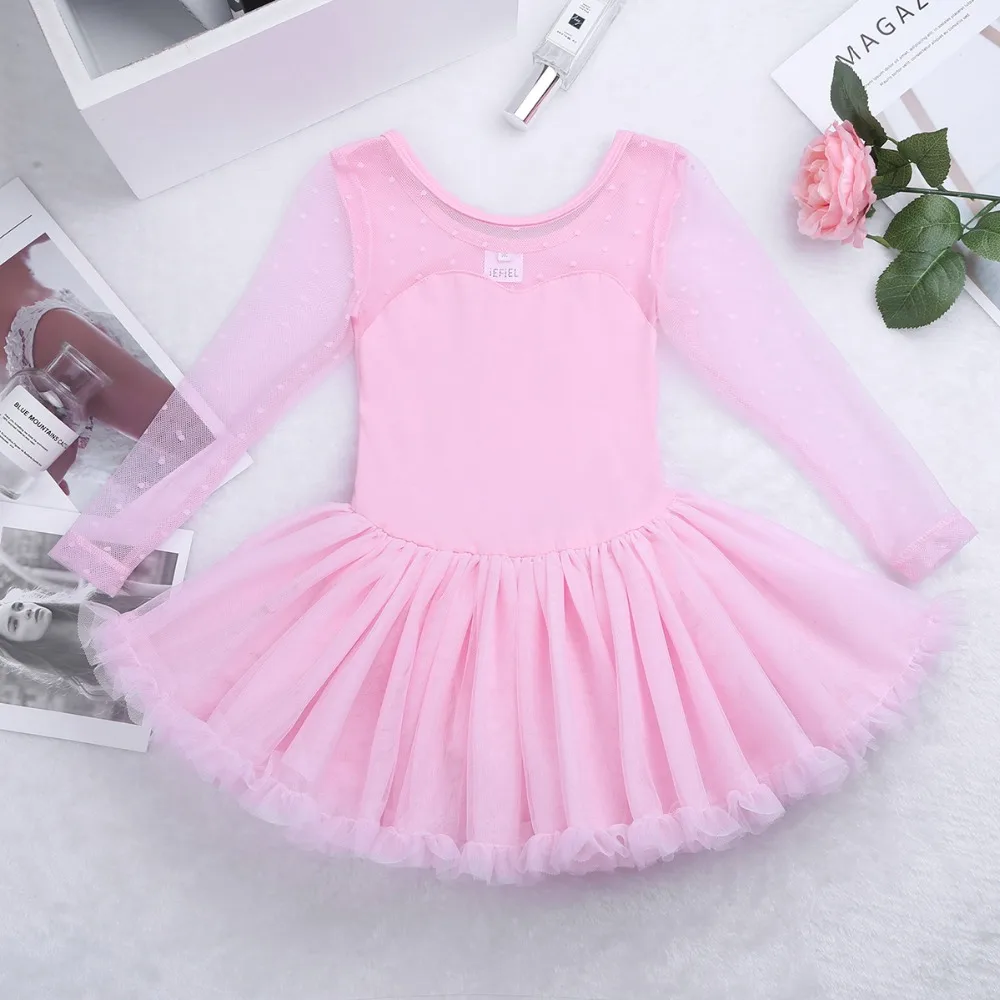 Professional Kids Girls Mesh Ballet Dance Tutu Dress Gymnastics Leotard Skirt Ballerina Costume Modern Lyrical Dancing Dresses