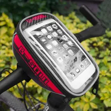 B-SOUL Bicycle Front Top Tube Bag Bike Saddle Bag for 4.8 Inch/5.5 Inch Mobile Phone Screen Touch Holder for Outdoor Riding