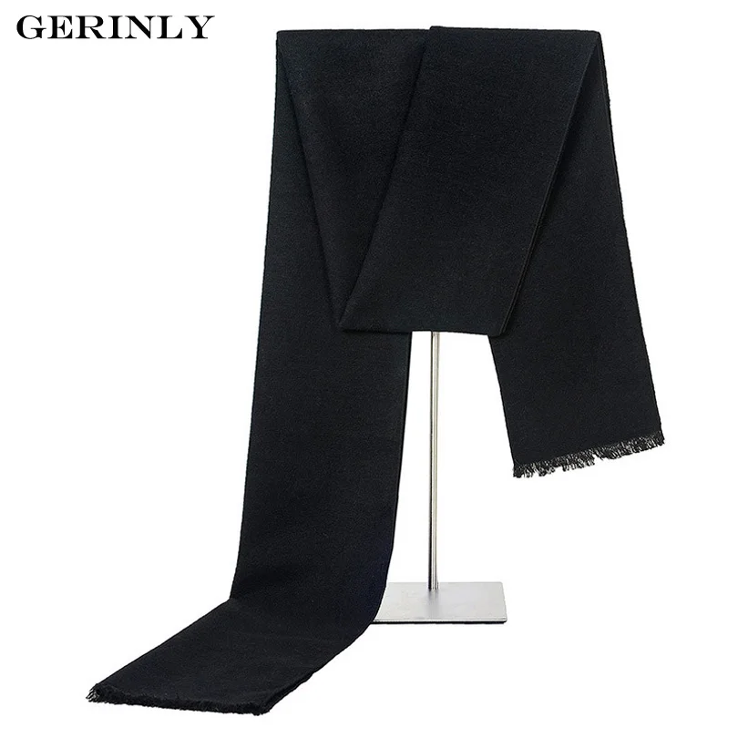 

New Men's Scarf Fashion Classic Solid Color Cashmere Scarves Winter Warm Scarf Viscose Smooth Scarf with Tassel 30cm*180cm