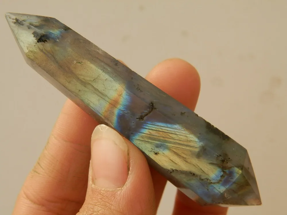 

35g Natural labradorite QUARTZ CRYSTAL WAND POINT HEALING